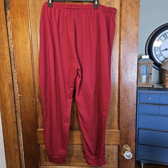 UVN Womens New 3x Maroon Red Pull Over Top And String Sweatpants Sweatsuit - Picture 6 of 10
